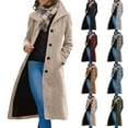 thumbnail image 5 of qucoqpe Women's Long Wool Trench Coat Thicken Casual Button Front Peacoat Jacket with Pockets Fall WInter Warm Fashion Overcoat, 5 of 5