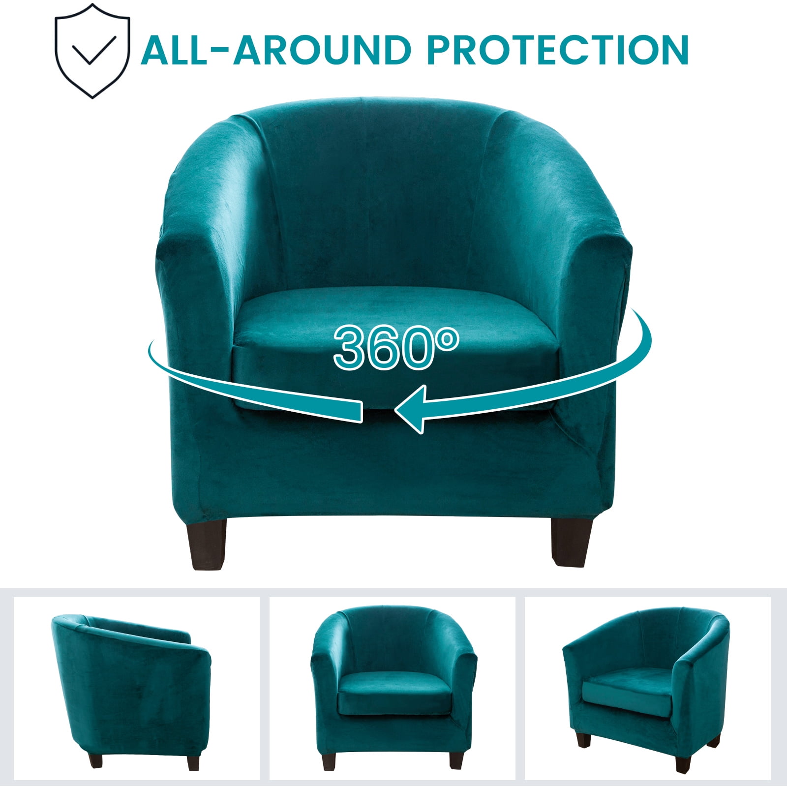 SHANNA Velvet Tub Chair Covers, 2 Pieces Stretch Modern Armchair Slipcovers Non Slip Sofa Couch Slipcover for Club Bar Counter Living Room Reception,With Separate Cushion Cover, Bright Green, 2 Pack