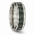 thumbnail image 4 of Titanium Polished Black/Green Carbon Fiber Inlay Ring Size: 11; for Adults and Teens; for Women and Men, 4 of 6