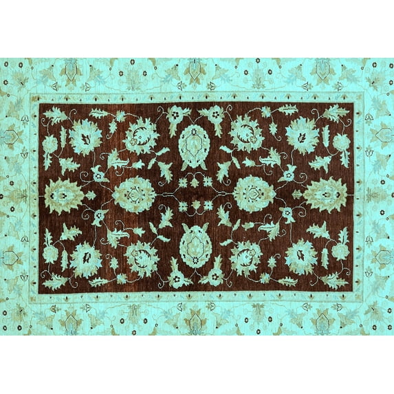 Ahgly Company Indoor Rectangle Oriental Light Blue Traditional Area Rugs, 8' x 12'
