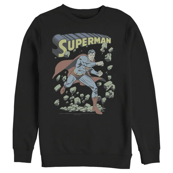 Men's Superman Hero Smash Barriers  Sweatshirt Black X Large