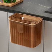 AuroraX Waterproof Kitchen Trash Can with Lid Red 1.8 Gallon Odor Seal Hanging Transparent Garbage Container Basket Wall Mounted Contemporary Stylish Plastic Trash Bin for Home Bathroom