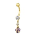 thumbnail image 1 of 10k Yellow Gold Square Purple Amethyst Cubic Zirconia Cz Belly Button Rings Screw Navel Bars Body Piercing Naval, 1 of 7