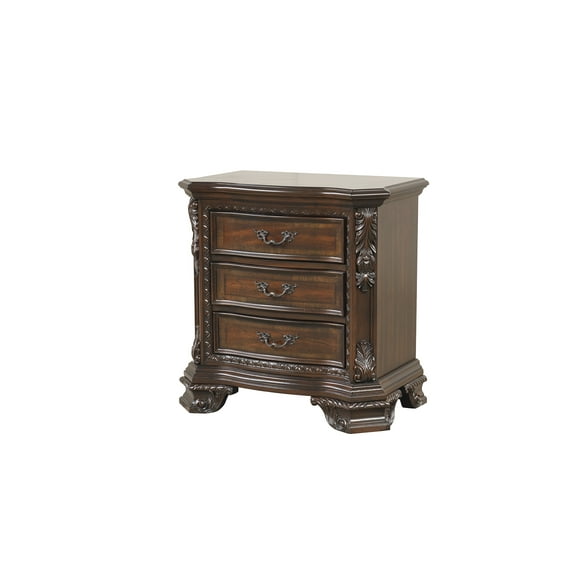 Vintage Traditional Style 3-Drawer Nightstand Made With Wood in Walnut