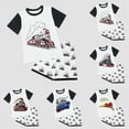 thumbnail image 2 of HCNTES Toddler Boy Outfit Train Print Color Block Round Neck Tee and Shorts 2 Piece Summer Set kid Clothing, 2 of 3