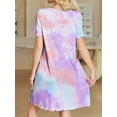 thumbnail image 3 of Avidlove Bamboo Viscose Nightgowns for Women Ruffled Short Sleeve Sleepshirts Tie Dye Pajamas Dress with Chest Pocekts S-3XL, 3 of 6