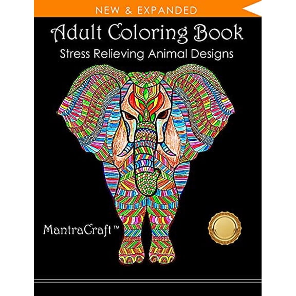 Pre-Owned Adult Coloring Book: Stress Relieving Animal Designs, 9781945710797, 1945710799, Paperback,