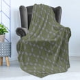 thumbnail image 4 of Tribal Soft Flannel Fleece Throw Blanket, Essential Stripped Floral Pattern Contemporary Art, Cozy Plush for Indoor and Outdoor Use, 50" x 70", Grey Olive Green, by Ambesonne, 4 of 5