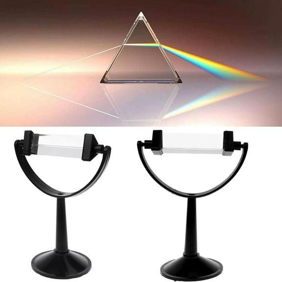 Upgraded Optical Glass Triangular Prism with Stand for Teaching Light Spectrum Physics and Photo Photography Prism