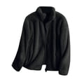 thumbnail image 2 of Sherpa Jacket Women Fleece Full Zip Jacket Lightweight Loose Fit Cardigan Thermal Outerwear Soft Sweatshirts Black XL, 2 of 4