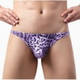 thumbnail image 2 of Odeerbi Mens Underwear Seamless Thongs Briefs Low Waist Leopard Print Purple, 2 of 9