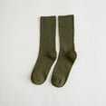 thumbnail image 2 of QUOTAY Japanese Style Double Knit Crew Socks for Women Soft Casual Mid Calf Socks for Women Breathable Everyday Wear Stackable Socks 01_Army Green，One Size, 2 of 3