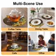 thumbnail image 2 of Sunflower Round 13 Inch Placemats Set of 2, Summer Botanical Yellow Floral Brown Wooden HeatResistant Non Slip Place Mats for Dining Table, Wipeable Braided Kitchen Table Mats for Housewarming, 2 of 9