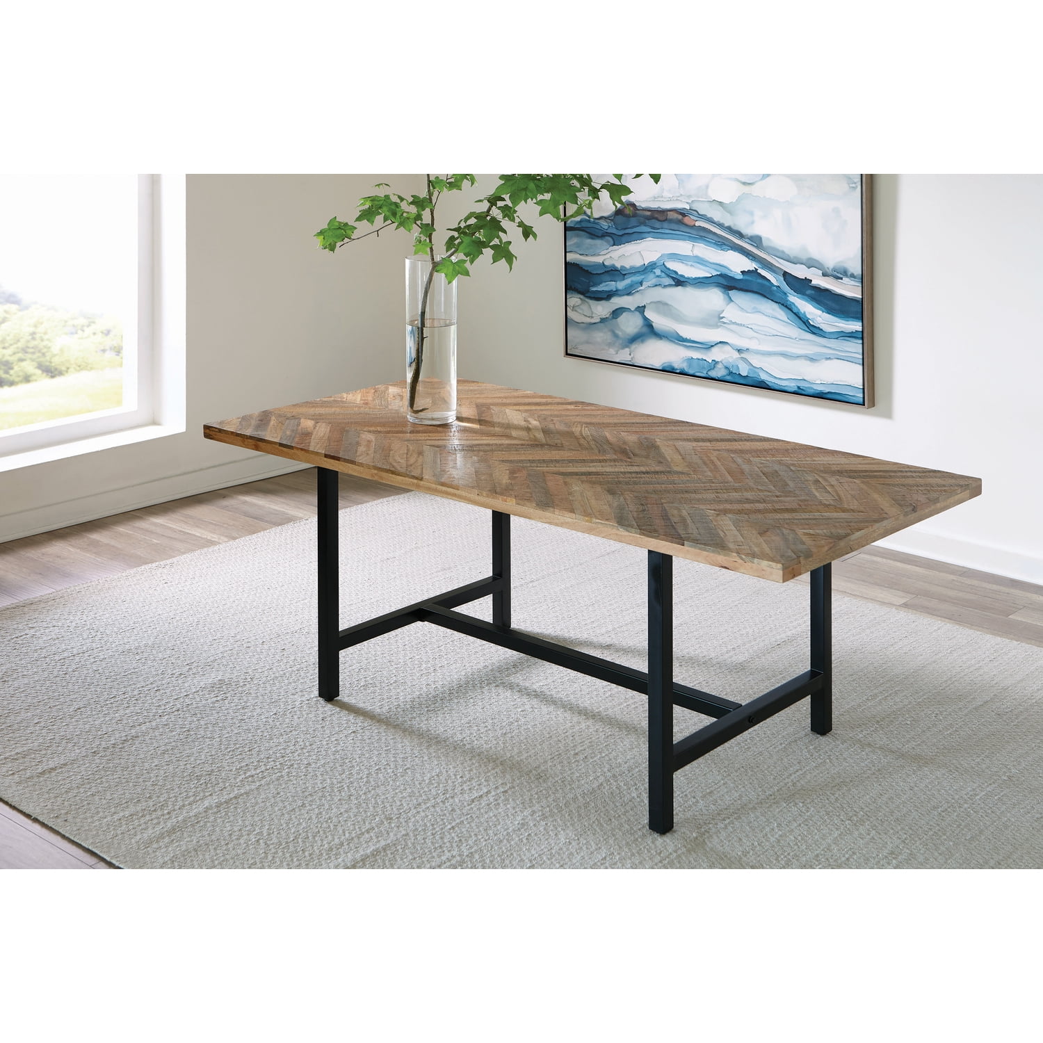 Springdale Dining Table with Chevron Pattern Driftwood Walmart