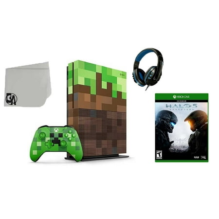 23C-00001 Xbox One S Minecraft Limited Edition 1TB Gaming Console with Halo 5- Guardians BOLT AXTION Bundle Used