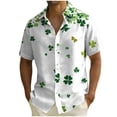 thumbnail image 2 of YueHuiYing Men's Saint Patrick's Day Print Short Sleeve Button Down Collared Shirt Casual Summer Irish Festival Fashion Holiday Party Top, 2 of 8