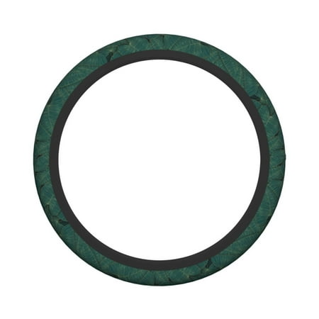 XMXY Car Steering Wheel Cover, Green Vintage Leaves Non-Slip Jeep Truck Universal Elastic Steering Wheel Protector 15 inch