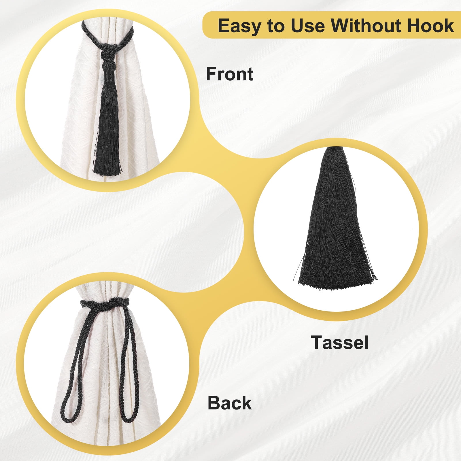 Unique Bargains Handmade Elegant Curtain Tiebacks Tassel Home Decor Black 2 Pcs