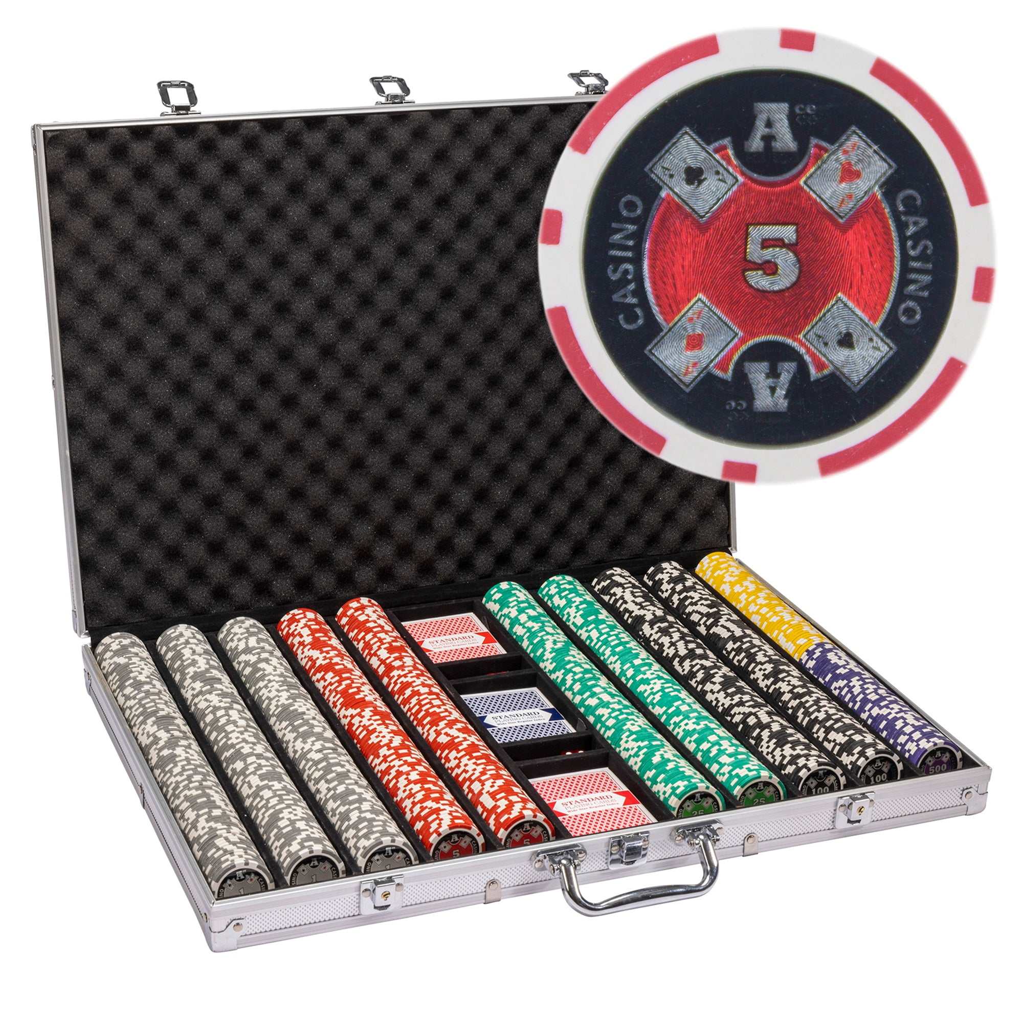 Crown Casino 500 Piece 13.5g Clay Poker Chips Set with Colored