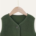 thumbnail image 4 of BLVB Boys Girls Fuzzy Fleece Vest Sherpa Warm Winter Sleeveless Button down Kids Jackets Coats with Pockets(Army Green,10-11 Years), 4 of 5