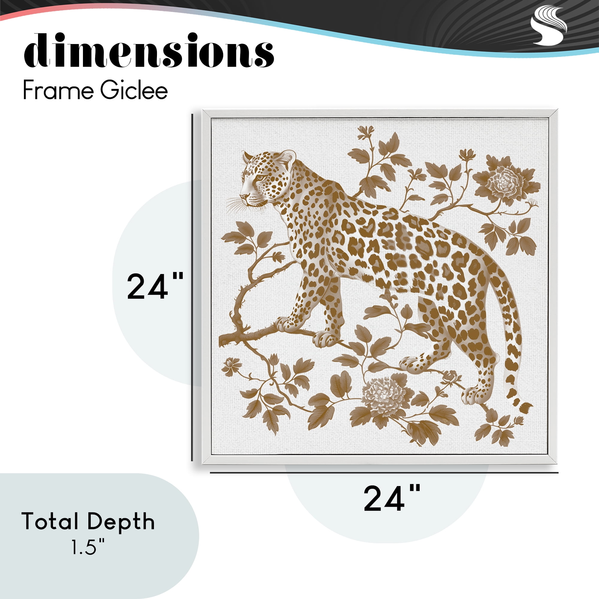 Earthy Details Vintage Leopard White Framed Giclee Art, design by Lettered and Lined