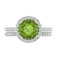 thumbnail image 2 of Clara Pucci 14K White Gold 2.52 Natural Peridot Engraveable Engagement Ring + Wedding Band Set, 2 of 7