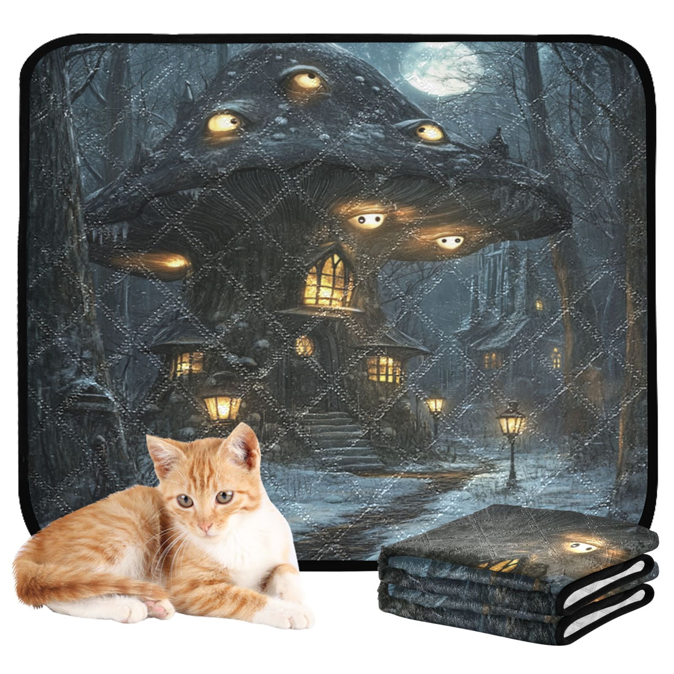Qxltty Warm Mushroom Room Cat litter Pads Pet Set of 2 Diaper Mats Center Anti-leakage Layer Absorbent Soft and Comfortable