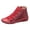 Red, variant on Women's Lace-Up Ankle Boots, Round Toe Side Zipper Retro Short Boots,Black,US:8.5