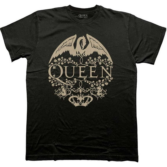 Queen Unisex T-Shirt: Floral Crest Mono (Small)