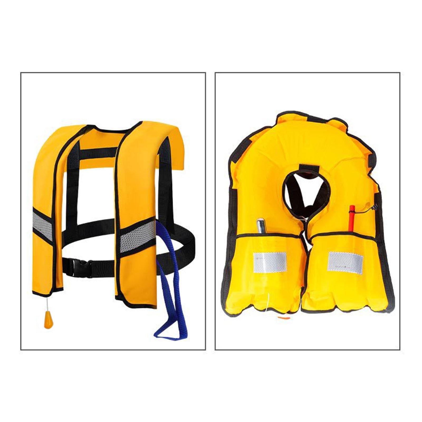 Manual Inflatable Life Jacket,High Visibility Yellow Pull Cord,Adult Safety Vest for Outdoor Fishing,Boating,Rafting