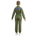 thumbnail image 3 of Aislor Kids Girls Air Force Fighter Pilot Jumpsuit Lapel Long Sleeve Front Zipper Full Bodysuit Army Green 6, 3 of 7