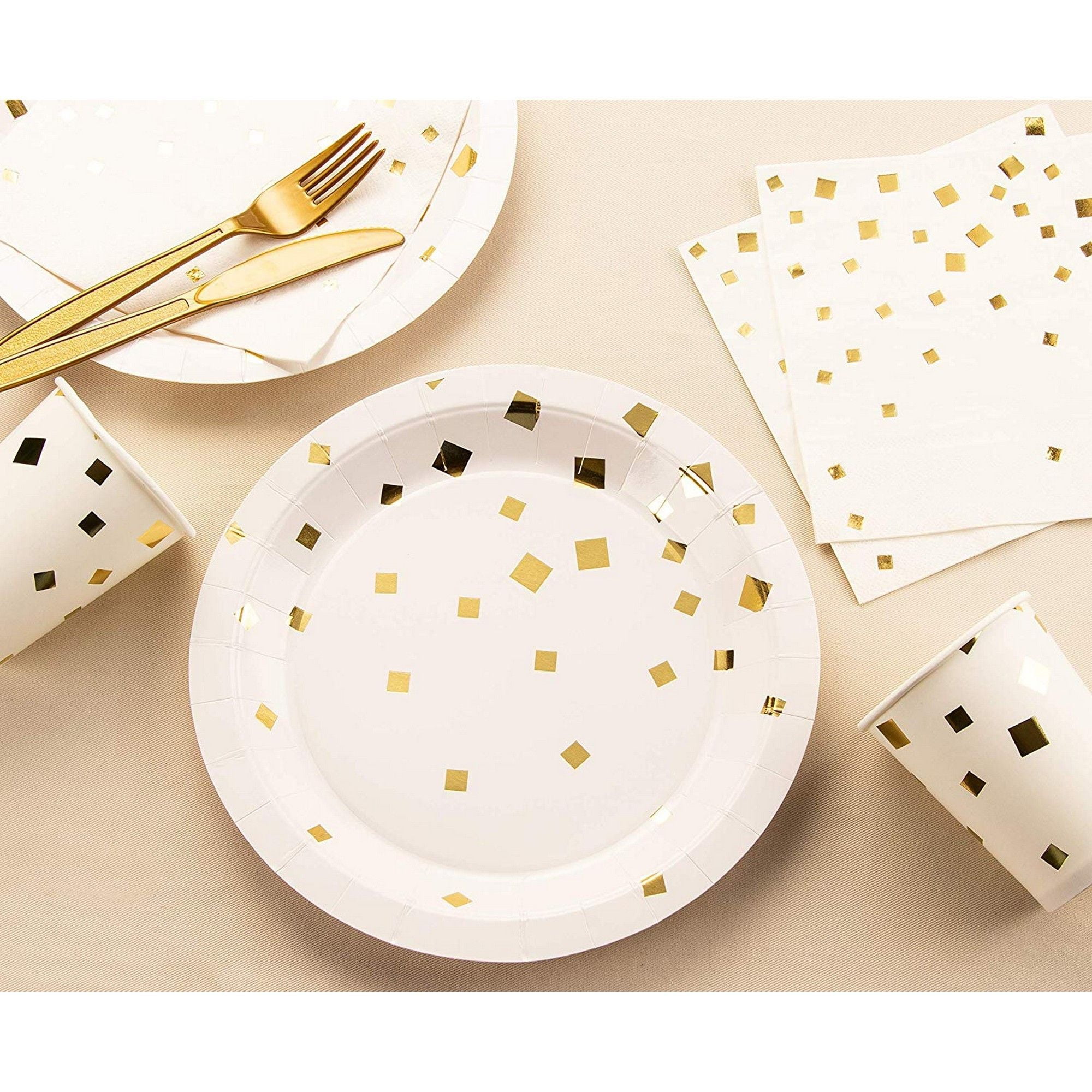 gold confetti paper plates