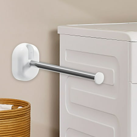 

dvypyn Clothes Hanger Storage Balcony Bathroom Sorting Non Punching Wall Hanging Telescopic Hook Clothes Hanger Storage Rack white