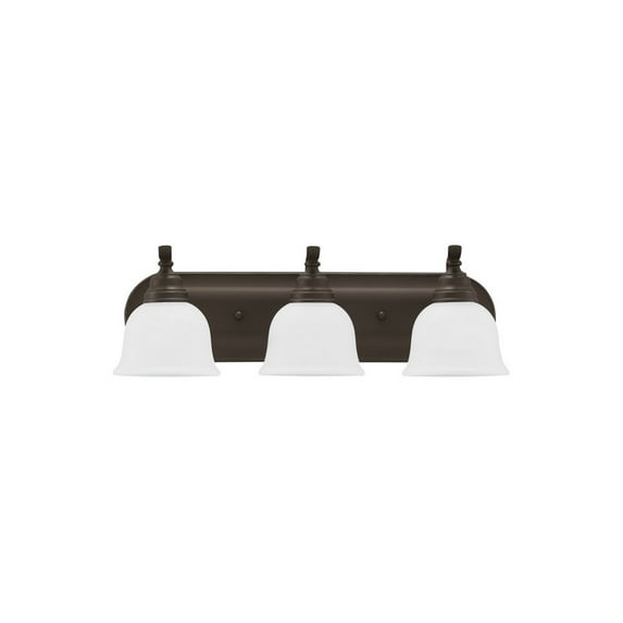 Sea Gull Lighting 44627-782 Wheaton - Three Light Bath Bar Heirloom Bronze Finish with Satin Etched Glass