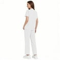 thumbnail image 4 of Mlqidk Scrub Sets for Woman Plus Size Nurse Uniforms Stretchy V-Neck Scrub Tops and Leg Pantss Medical Scrubs with Pockets White 2XL, 4 of 5