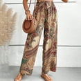 thumbnail image 4 of Lovskoo Wide Leg Pants Woman Printed Summer 2024 Trendy Elastic Waist Loose Pants Khaki S, 4 of 6