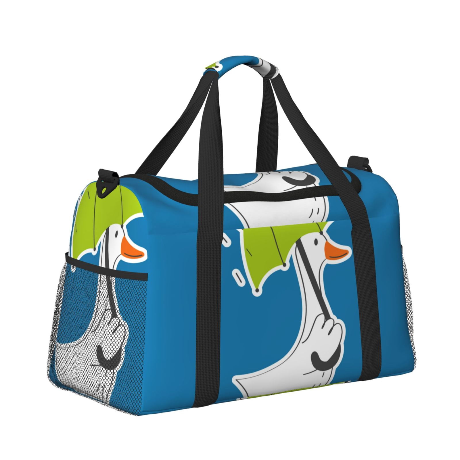 Fuzoiu Goose Holding an Umbrella Print Travel Duffle Bag,Carry On Tote Bags,Duffel Bag,Sport Gym Bag, Hospital Bag for Labor and Delivery, Overnight Bag,Luggage Bag