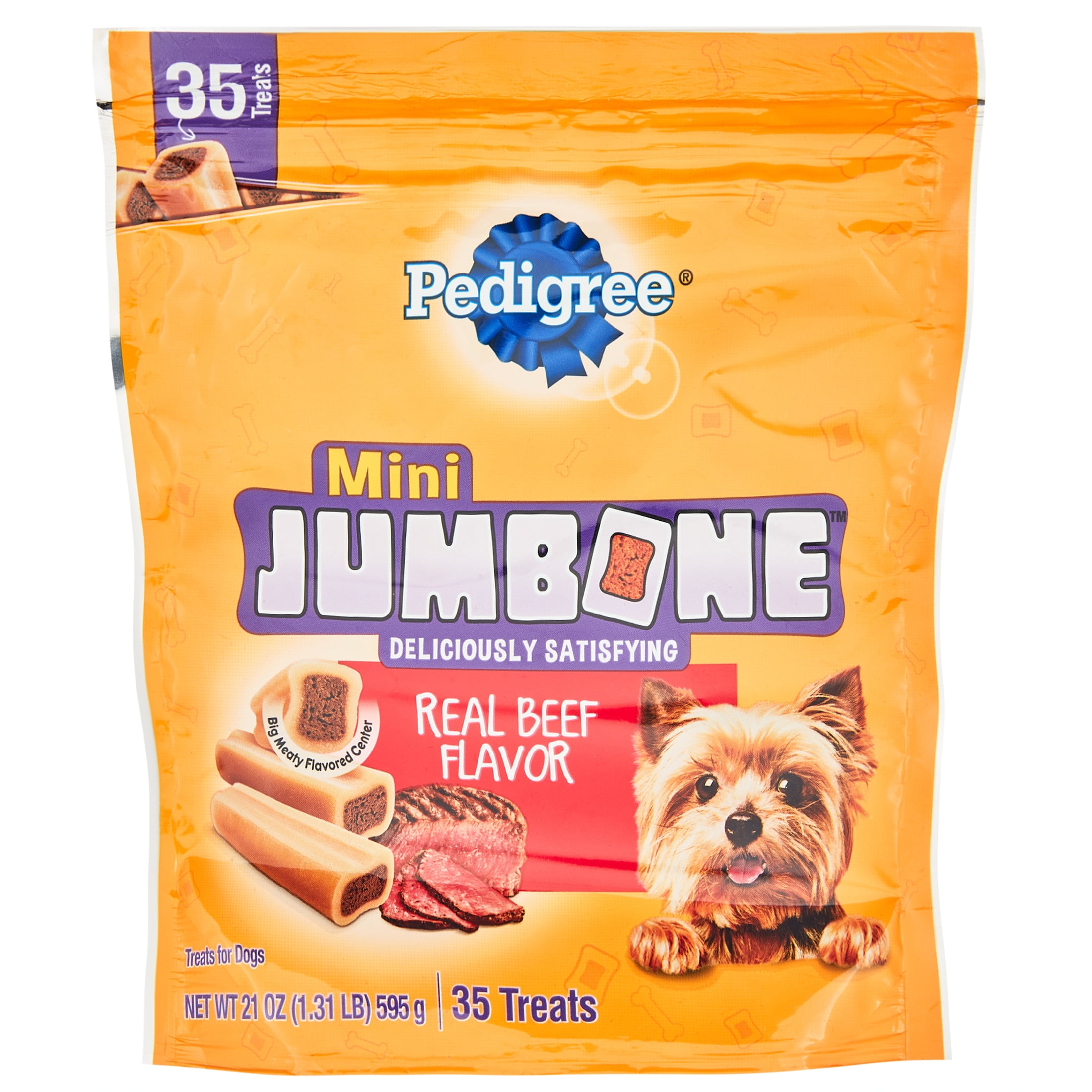 Pedigree Mini Jumbone Real Beef Flavor Dental Treats for Dogs , 21 oz. Pack (35 Treats)