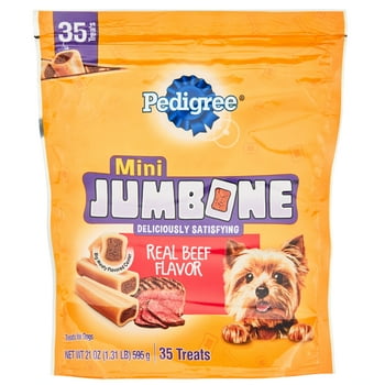 Pedigree Mini Jum Real Beef Flavor Dental Treats for Dogs , 21 oz. Pack (35 Treats)