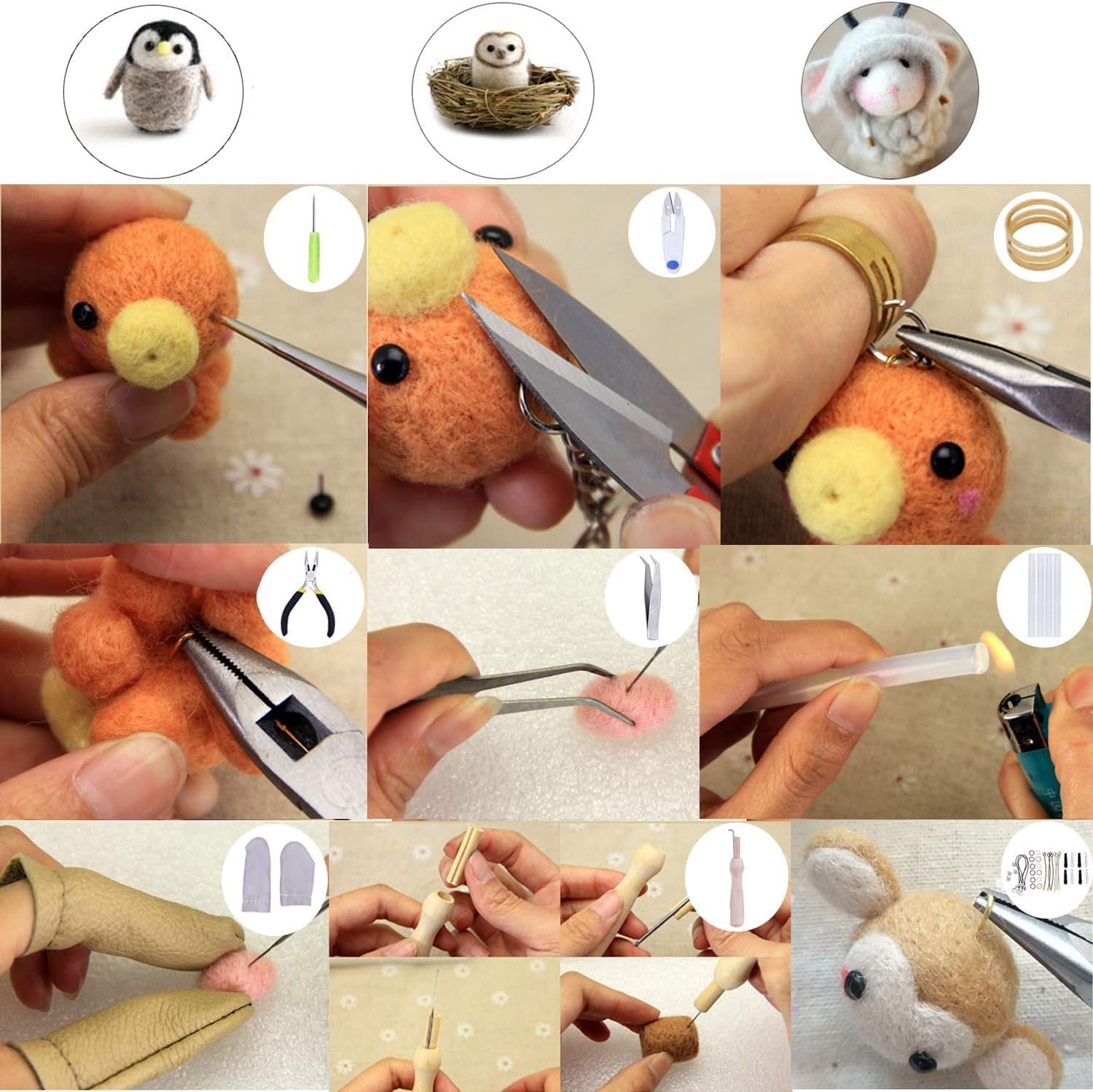 Needle Felting Starter Kit, 40 Colors Wool Roving Set with Felting Needles & Tools, Complete Needle Felting Supplies for Felted Animals & DIY Crafts
