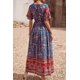 thumbnail image 5 of Vestido Maxi Bohemio Floral Azul Talle S para Mujer PRETTYGARDEN, 5 of 8