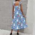 thumbnail image 4 of LWavelet Women's Square Neck Ruffle Strap Bunny & Easter Egg Print Tiered Midi Dress for Easter & Casual Wear Blue XL, 4 of 5