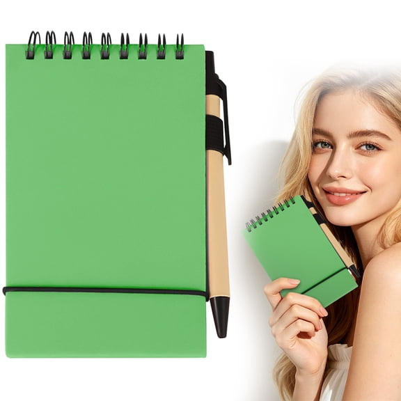 1Pack Pocket Small Notebook 3" X 5" Mini Little Spiral Notebook with Pen Holder Small Notepad Pocket Notepad Nursing Notepad,for Work, Class, Office, Nurse, Travel - Soft Harmony(Blackish Green)