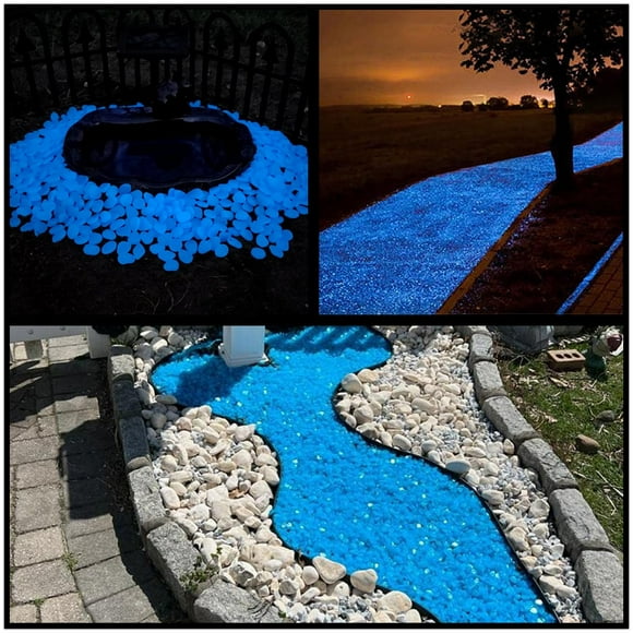 NAMTSO Piedras solares azules que brillan en la oscuridad para exteriores, 500 piezas