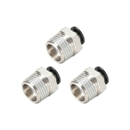

Unique Bargains Straight Pneumatic Push to Quick Connect Fittings 1/2NPT Male x 8mm Tube OD Silver Tone 3pcs