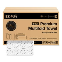 EZbrnd Premium Recycled 1ply MULTIFOLD Paper Towels, FSC certified, 250 Sheets x 12 pk, P1F3L-EZ