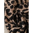 thumbnail image 4 of Women Leopard Print Wide Leg Pants, Smocked High Waist Casual Trousers, 4 of 5