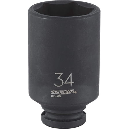 Channellock 1/2" Drive 34 mm 6-Point Deep Metric Impact Socket