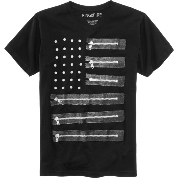 Camiseta gráfica con cremallera para hombre de Ring Of Fire, negra, grande Ring Of Fire Camiseta gráfica