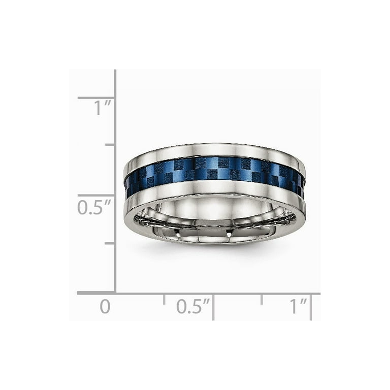Stainless Steel Polished Blue IP Design 7mm Band Stainless Steel Polished Blue IP Design 7mm Band